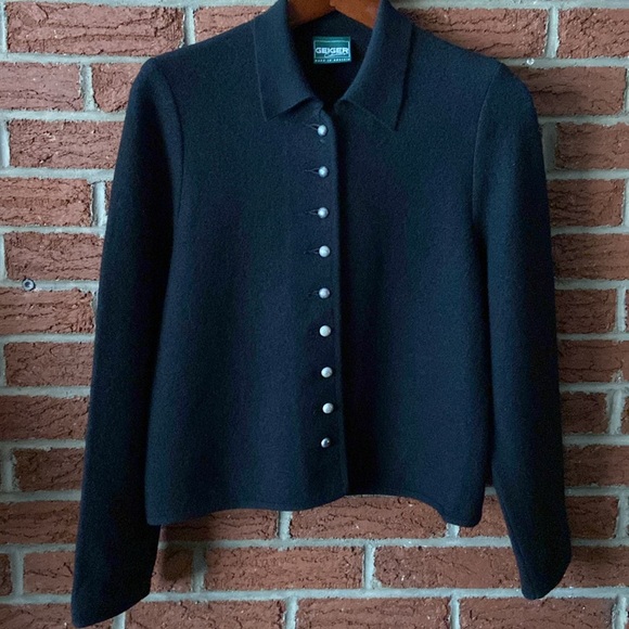 Vintage Geiger Women's Boiled
Wool Black Unlined Jacket Blazer
Cardigan L - Picture 8 of 10